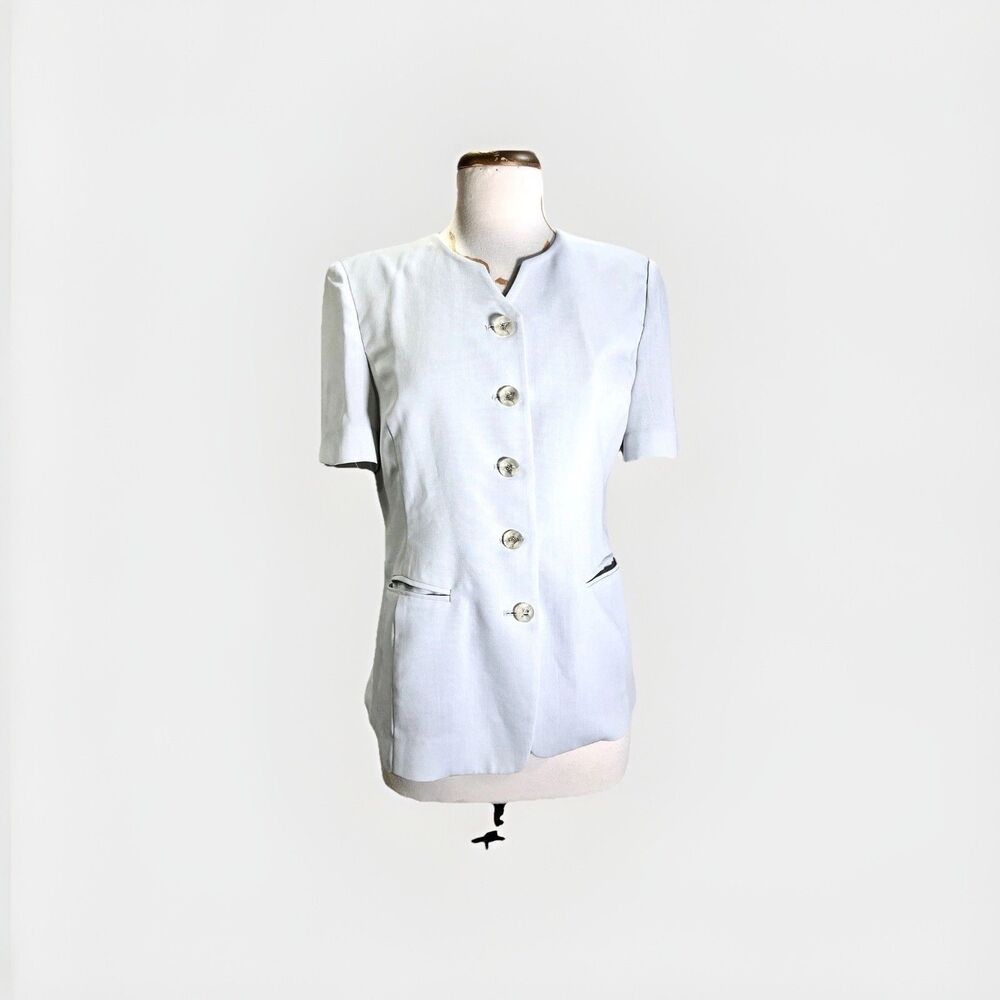 Vintage Blouse Size M/L VTG 80's Women's Baby Blue Dressy Romantic Academia